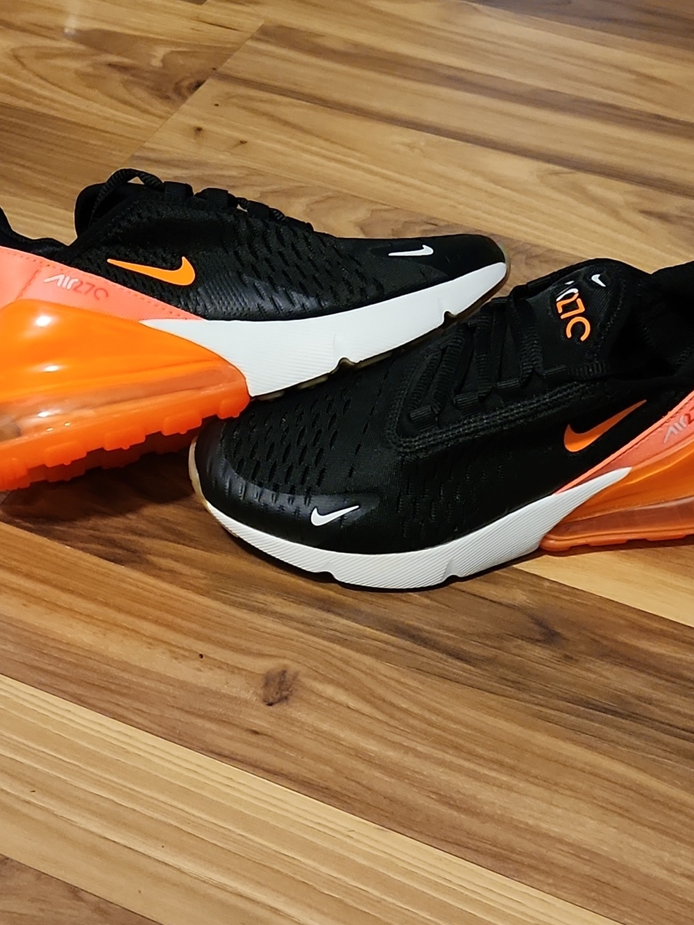 3.5y Nike Air Max 270 PS Black Bright Crimson Orange Sneakers Kids Youth 3.5